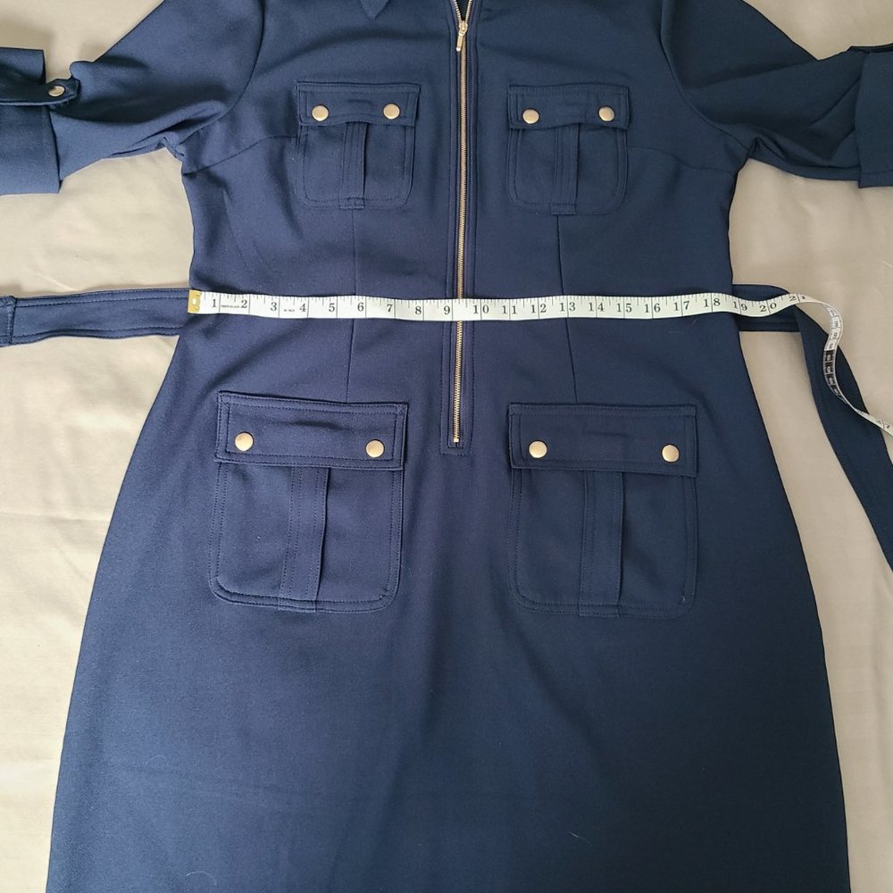 SUZY SHIER (NEW) Navy Blue Cargo Dress w/Brass Buttons - Picture 7 of 9
